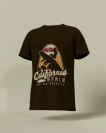 California Beach Surfing Paradise Round Neck Tee