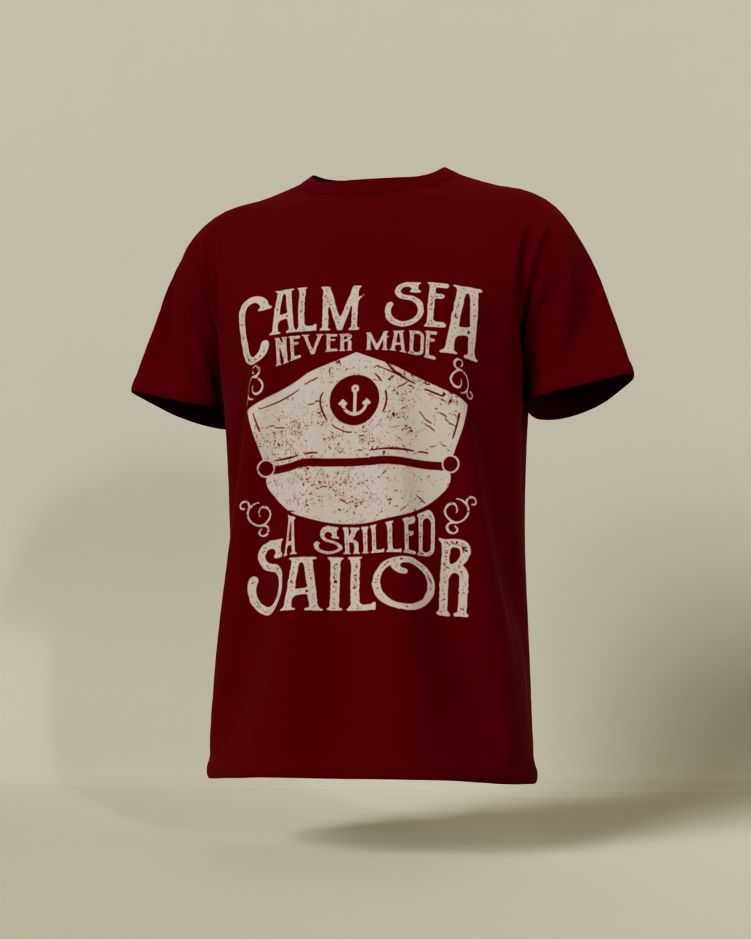 Desing_2_1.0000 Calm Sea Skilled Sailor Round Neck Tee - Image 1